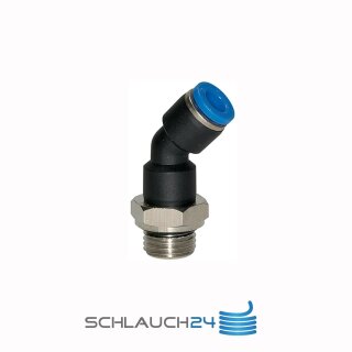 Steckverschraubung Winkel 45° drehbar mit Außengewinde zylindrisch mit O-Ring (NBR) G 1/8 8 mm