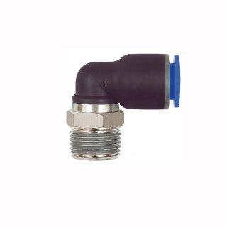 L-Steckverschraubung Winkel 90° drehbar mit Außengewinde konisch mit Gewindebeschichtung R 1/4 10 mm