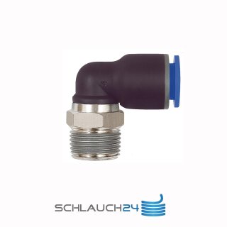 L-Steckverschraubung Winkel 90° drehbar mit Außengewinde konisch mit Gewindebeschichtung R 1/4 12 mm