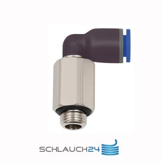 L-Steckverschraubung Winkel 90° drehbar Lang mit Außengewinde zylindrisch mit O-Ring (NBR) G 1/4 12 mm