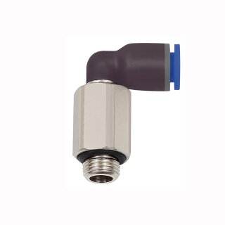 L-Steckverschraubung Winkel 90° drehbar Lang mit Außengewinde zylindrisch mit O-Ring (NBR) G 3/8 8 mm