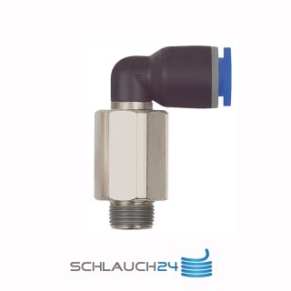 L-Steckverschraubung Winkel 90° drehbar Lang mit Außengewinde konisch mit Gewindebeschichtung R 1/2 6 mm