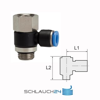 L-Steckverschraubung drehbar mit Innengewinde und Außengewinde zylindrisch mit O-Ring (NBR) G 1/2 6 mm