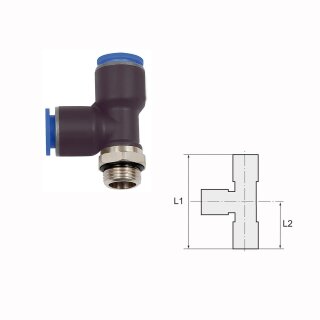 T-Steckverschraubung Steckanschlüsse in L-Form drehbar Außengewinde zylindrisch mit O-Ring (NBR) G 1/4 6 mm