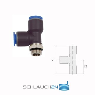 T-Steckverschraubung Steckanschlüsse in L-Form drehbar Außengewinde zylindrisch mit O-Ring (NBR) G 1/4 6 mm