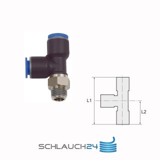 T-Steckverschraubung Steckanschlüsse in L-Form drehbar Außengewinde konisch mit Gewindebeschichtung R 3/8 10 mm