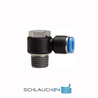 L-Steckverschraubung mit Außengewinde drehbar Außengewinde konisch mit Gewindebeschichtung R 3/8 12 mm