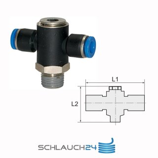 T-Steckverschraubung mit Innensechskant drehbar Außengewinde zylindrisch mit O-Ring (NBR) G 1/8 4 mm