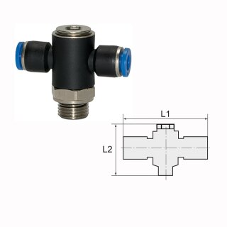 T-Steckverschraubung mit Innensechskant drehbar Außengewinde zylindrisch mit O-Ring (NBR) G 1/4 6 mm