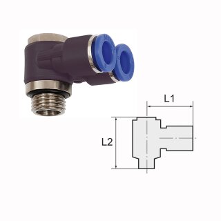 Y-Winkelsteckverschraubung mit Außensechskant drehbar Außengewinde zylindrisch mit O-Ring (NBR) G 1/2 12 mm