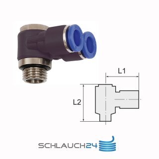 Y-Winkelsteckverschraubung mit Außensechskant drehbar Außengewinde zylindrisch mit O-Ring (NBR) G 1/2 12 mm