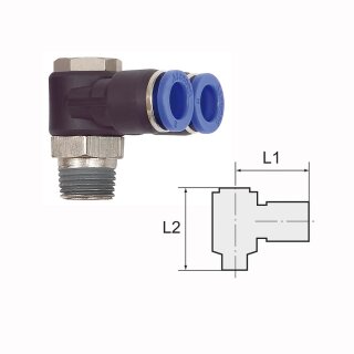 Y-Winkelsteckverschraubung mit Außensechskant drehbar Außengewinde konisch mit Gewindebeschichtung