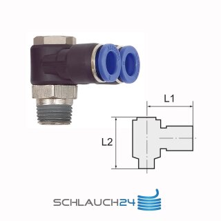 Y-Winkelsteckverschraubung mit Außensechskant drehbar Außengewinde konisch mit Gewindebeschichtung R 1/4 6 mm