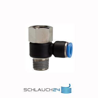 L-Steckverschraubung drehbar mit Innengewinde und Außengewinde konisch mit Gewindebeschichtung R/Rc 3/8 10 mm