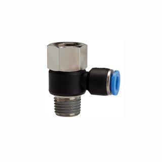 L-Steckverschraubung drehbar mit Innengewinde und Außengewinde konisch mit Gewindebeschichtung R/Rc 1/2 8 mm