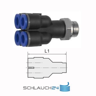 Mehrfachverteiler mit Außengewinde 4 Fach drehbar Außengewinde zylindrisch mit O-Ring (NBR) G 1/4 6 mm