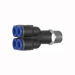 Mehrfachverteiler mit Außengewinde 4 Fach drehbar Außengewinde konisch mit Gewindebeschichtung R 1/4 4 mm