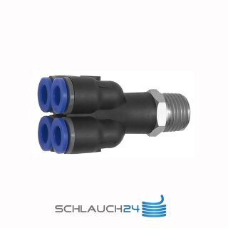 Mehrfachverteiler mit Außengewinde 4 Fach drehbar Außengewinde konisch mit Gewindebeschichtung R 1/4 4 mm