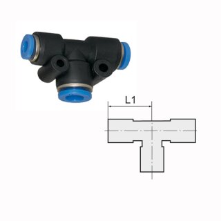 T-Steckverbindung Reduzierung T-Stück Blaue Serie 2x10 mm / 1x8 mm