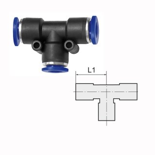 T-Steckverbindung Reduzierung zwei seitliche Abgänge T-Stück 2x12 mm / 1x16 mm