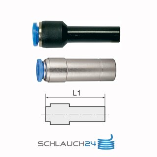 Gerade Steckverbindung mit Stecknippel reduzierend Blaue Serie Stecknippel 12 mm / Schlauch 8 mm