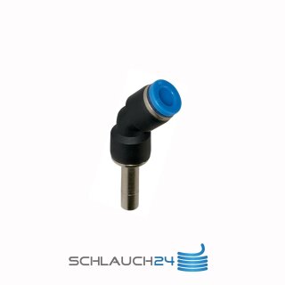 Steckverbinder mit Stecknippel Winkel 45° Blaue Serie Stecknippel 8mm / Schlauch 8mm