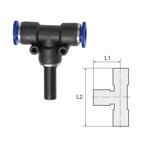 T-Steckverbindung mit Stecknippel T-Stück Blaue Serie 4 mm / 4 mm