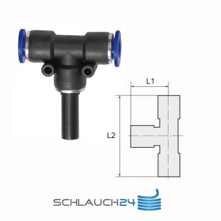 T-Steckverbindung mit Stecknippel T-Stück Blaue Serie 4 mm / 4 mm