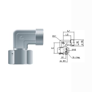 Einstellbare Winkelverschraubung mit Dichtkegel EW6L OMD