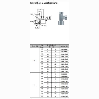 Einstellbare L-Verschraubung  EL12L OMD