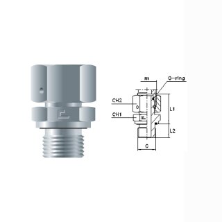 Einstellbarer Hydraulik-Einschraubstutzen mit Dichtkegel EGE22LR-ED zöllig