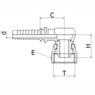 Pressnippel DKR 90° BF 90° KOMPAKT - BSP-Dichtkopf - 60°-Konus mit Überwurfmutter - BSP-Gewinde