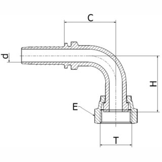 Pressnippel ORFS 90° Überwurfmutter LORF 90° - ORFS-Dichtform mit Überwurfmutter - UN-/UNF-/UNS-Gewinde