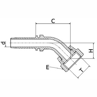 Pressnippel ORFS 45° Überwurfmutter LORF 45° - ORFS-Dichtform mit Überwurfmutter - UN-/UNF-/UNS-Gewinde