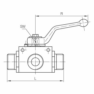 3/2-Wege Umschaltkugelhahn VC-KHU3 für lötlose Rohrverschraubung - DIN 2353 - schwere Reihe - ISO 8434-1