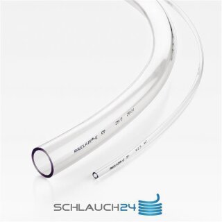 PVC Schlauch glasklar, Lebensmittelecht - REACH-, und RoHS konform, cadmium- & bleifrei als Meterware 25/33 mm